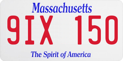 MA license plate 9IX150
