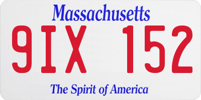 MA license plate 9IX152