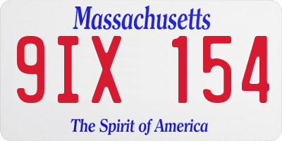 MA license plate 9IX154