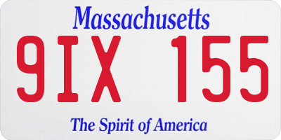 MA license plate 9IX155