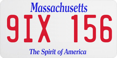 MA license plate 9IX156