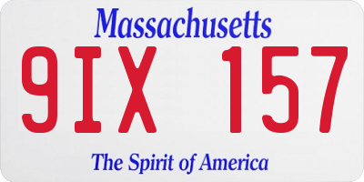 MA license plate 9IX157