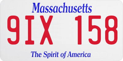 MA license plate 9IX158