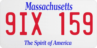 MA license plate 9IX159