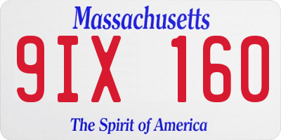 MA license plate 9IX160