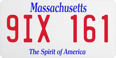 MA license plate 9IX161