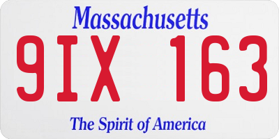 MA license plate 9IX163