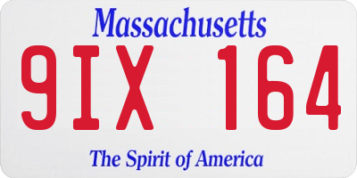 MA license plate 9IX164