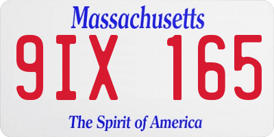 MA license plate 9IX165