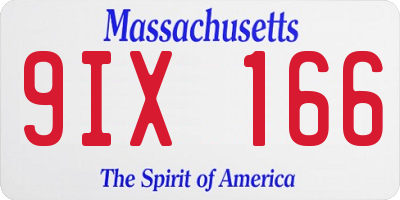 MA license plate 9IX166