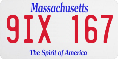 MA license plate 9IX167