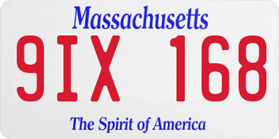 MA license plate 9IX168