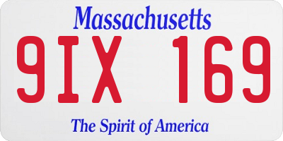 MA license plate 9IX169