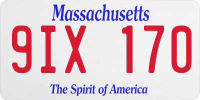MA license plate 9IX170