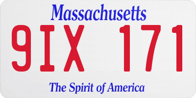 MA license plate 9IX171