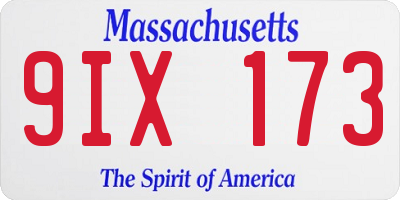 MA license plate 9IX173