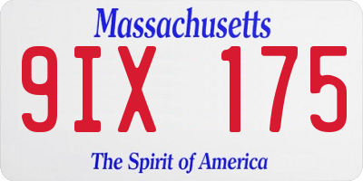 MA license plate 9IX175
