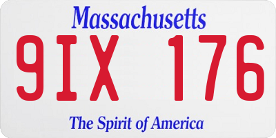 MA license plate 9IX176