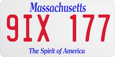 MA license plate 9IX177