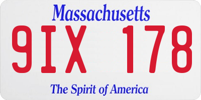 MA license plate 9IX178