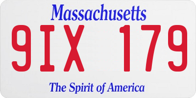 MA license plate 9IX179