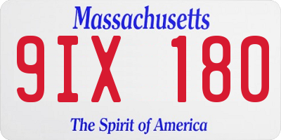 MA license plate 9IX180
