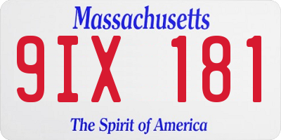 MA license plate 9IX181