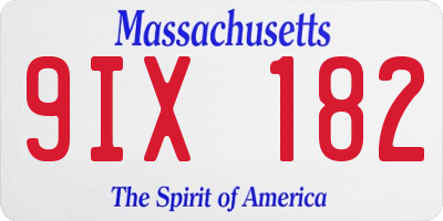 MA license plate 9IX182