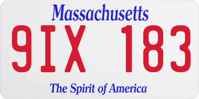 MA license plate 9IX183