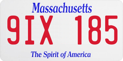 MA license plate 9IX185