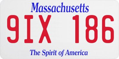 MA license plate 9IX186