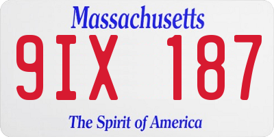 MA license plate 9IX187