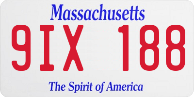 MA license plate 9IX188