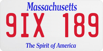 MA license plate 9IX189
