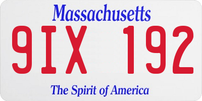 MA license plate 9IX192