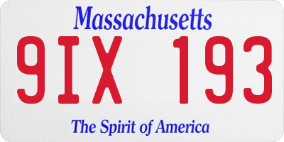 MA license plate 9IX193
