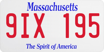 MA license plate 9IX195