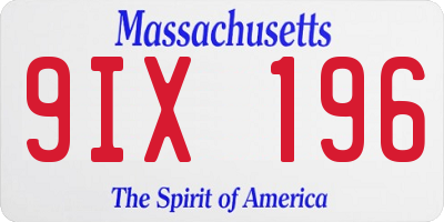MA license plate 9IX196