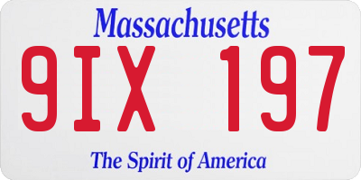 MA license plate 9IX197