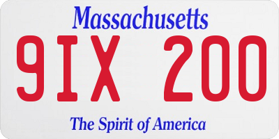 MA license plate 9IX200