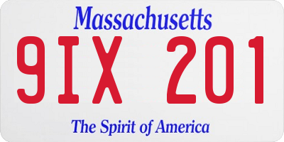 MA license plate 9IX201