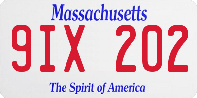 MA license plate 9IX202