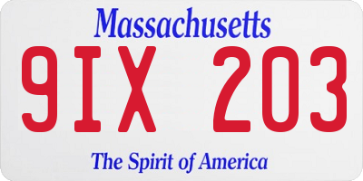 MA license plate 9IX203