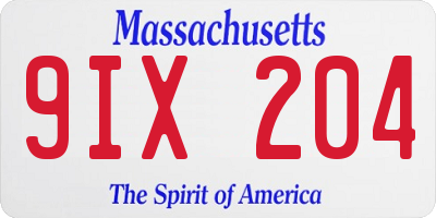 MA license plate 9IX204