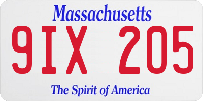 MA license plate 9IX205