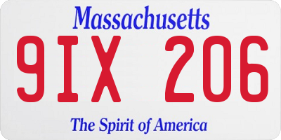 MA license plate 9IX206