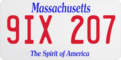 MA license plate 9IX207