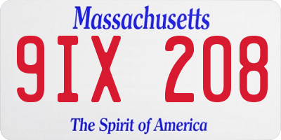 MA license plate 9IX208