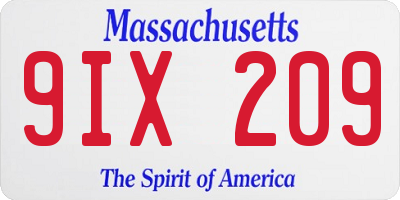 MA license plate 9IX209