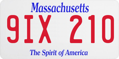 MA license plate 9IX210